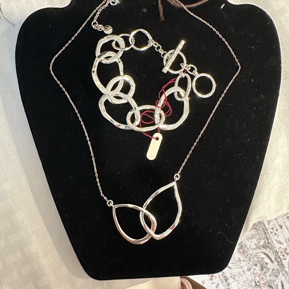 Chloe + Isabel Silver Bracelet and Necklace with Minimalist Pendant